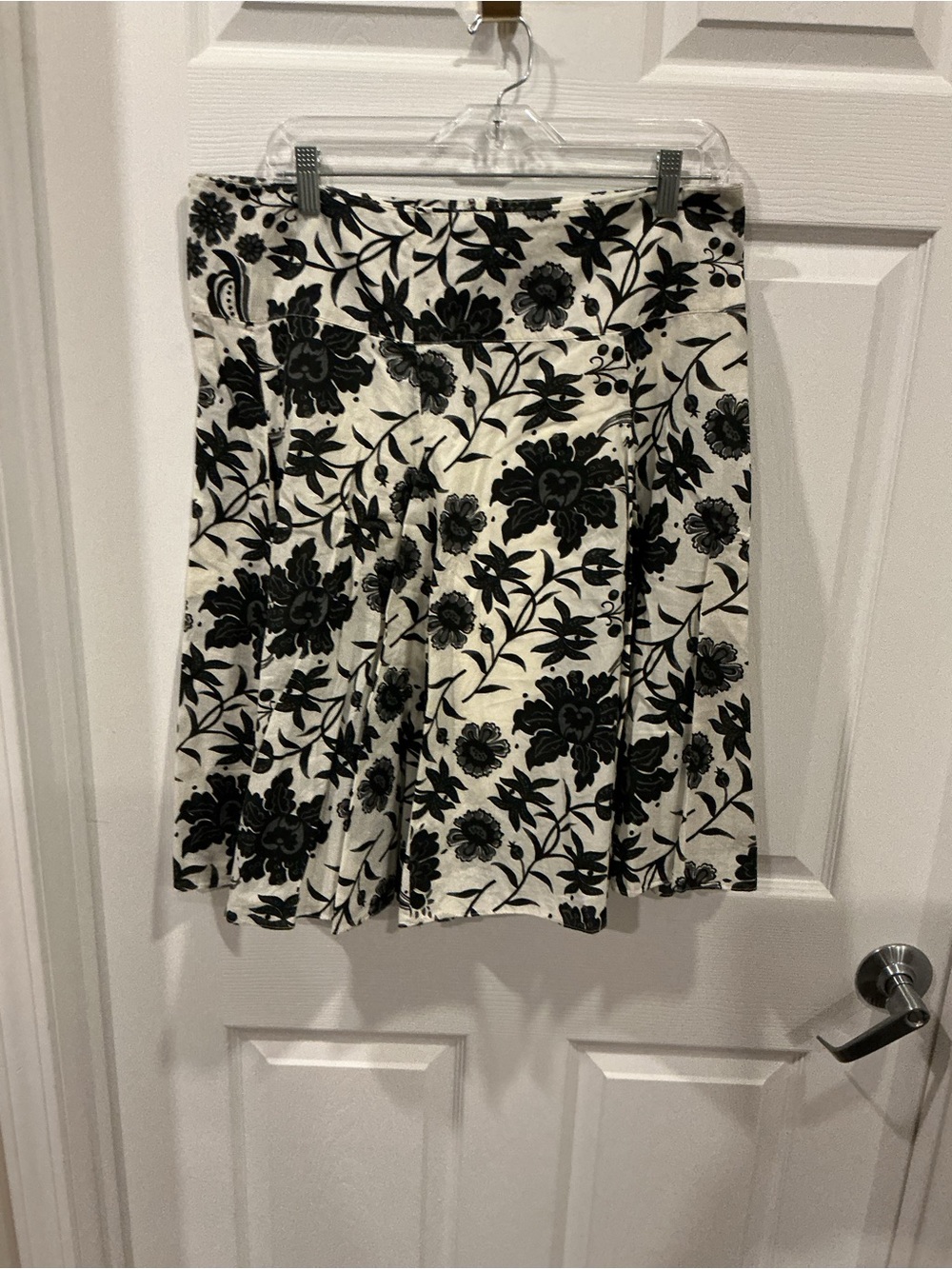Floral A-Line Skirt in Black and Cream